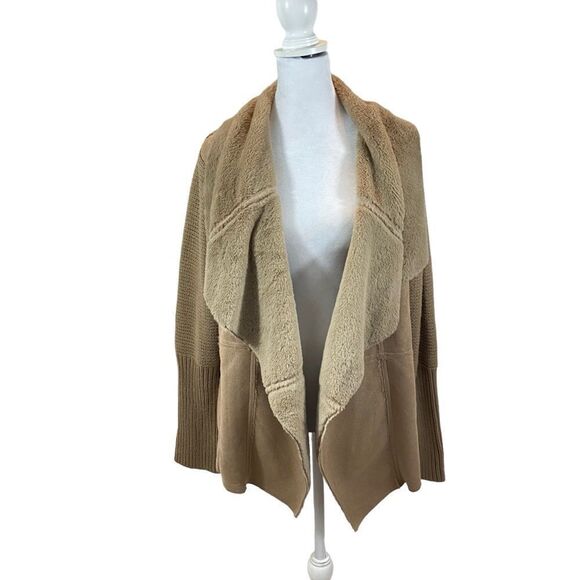 Ladies Hazel Brand Gia Faux Suede and Knit Waterfall Cardigan Size Large - Picture 7 of 12